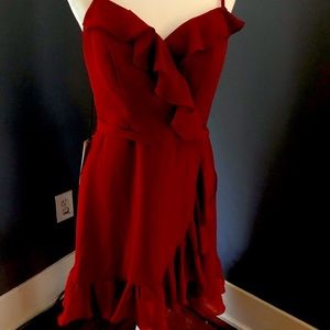 Wedding/Special Occasion Dress - Faux Wrap with Ruffled VNeck and Hem,